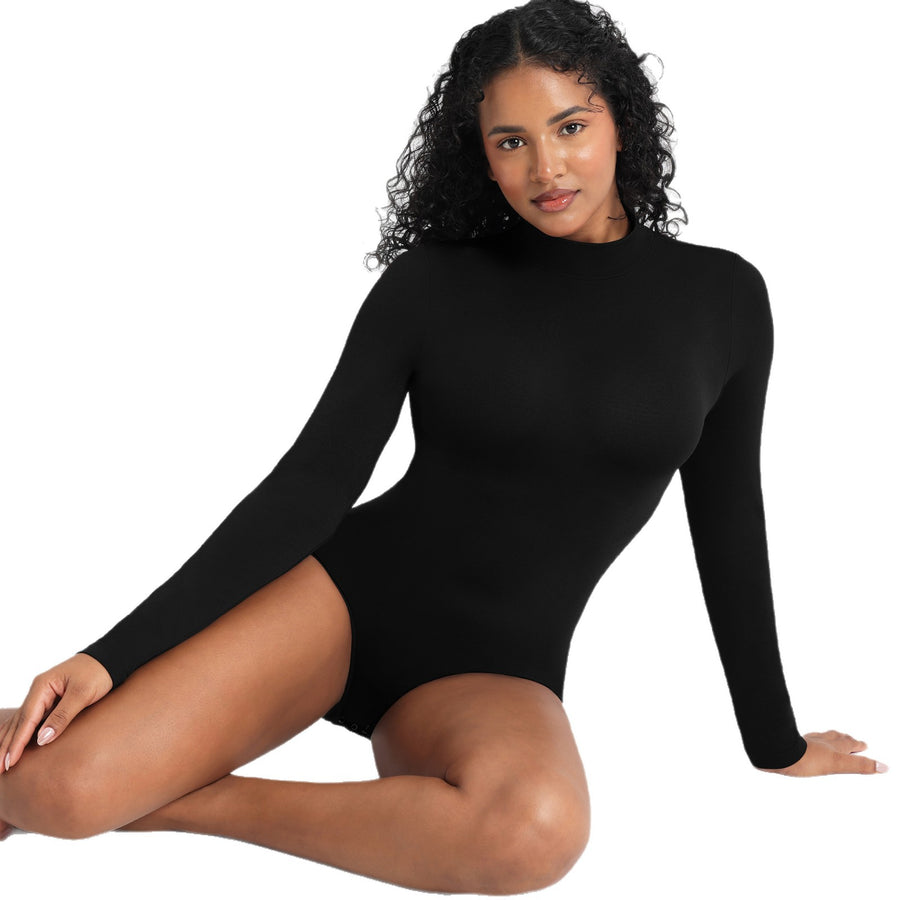 Seamless high-neck long-sleeve bodysuit by Bare Muse