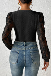 Eyelet Lace Long-Sleeve Bodysuit view 19