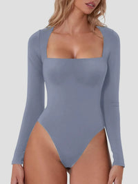 Sculpt Square-Neck Long-Sleeve Bodysuit view 17
