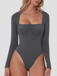 Sculpt Square-Neck Long-Sleeve Bodysuit view 9
