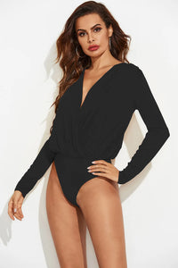 Wrap-Front Long-Sleeve Bodysuit view 1