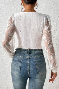 Eyelet Lace Long-Sleeve Bodysuit view 7