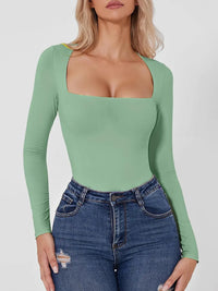 Sculpt Square-Neck Long-Sleeve Bodysuit view 20