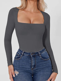 Sculpt Square-Neck Long-Sleeve Bodysuit view 10