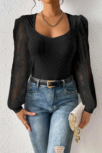Eyelet Lace Long-Sleeve Bodysuit view 13