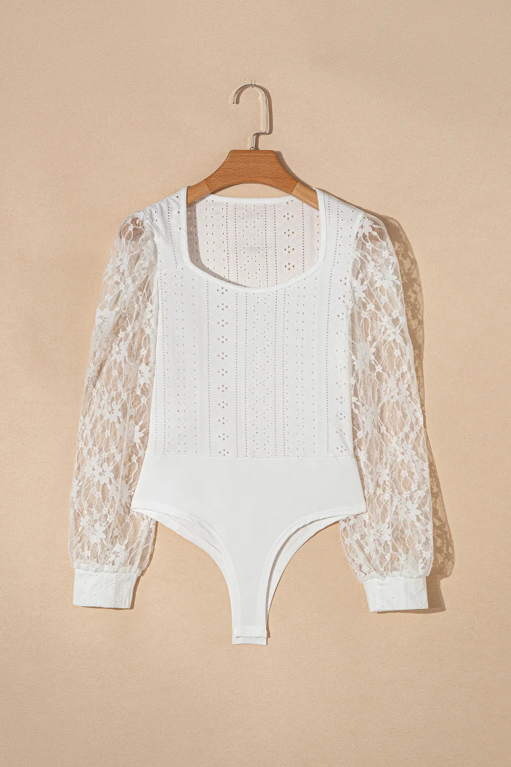 Eyelet Lace Long-Sleeve Bodysuit