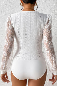 Eyelet Lace Long-Sleeve Bodysuit view 5
