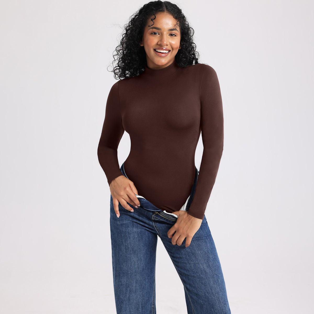 Seamless High-Neck Long-Sleeve Bodysuit