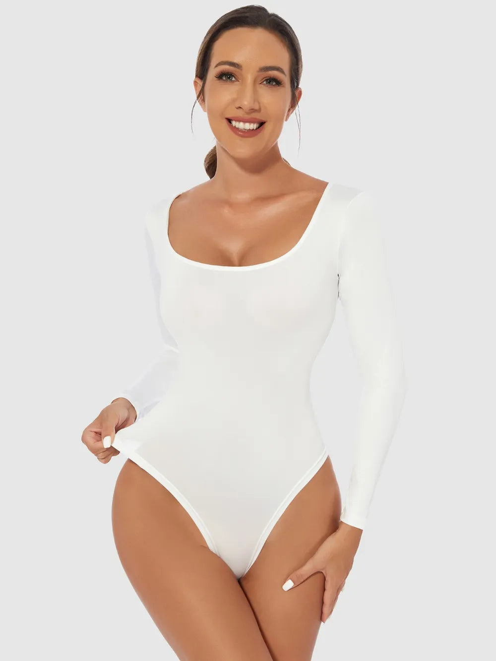 Scoop-Neck Long-Sleeve Bodysuit