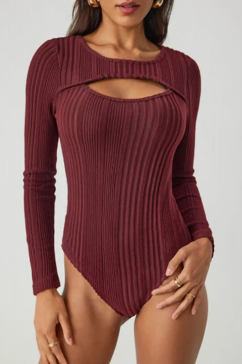Ribbed Cut-Out Bodysuit