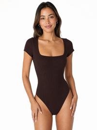Ribbed Square-Neck Bodysuit view 1