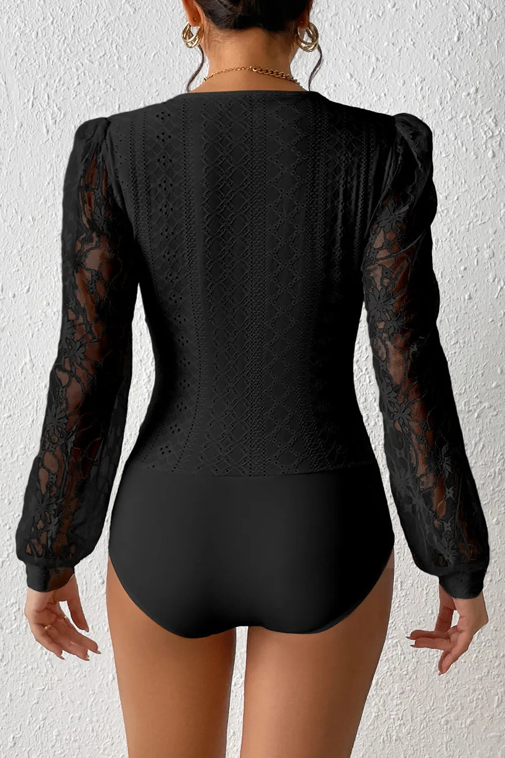 Eyelet Lace Long-Sleeve Bodysuit