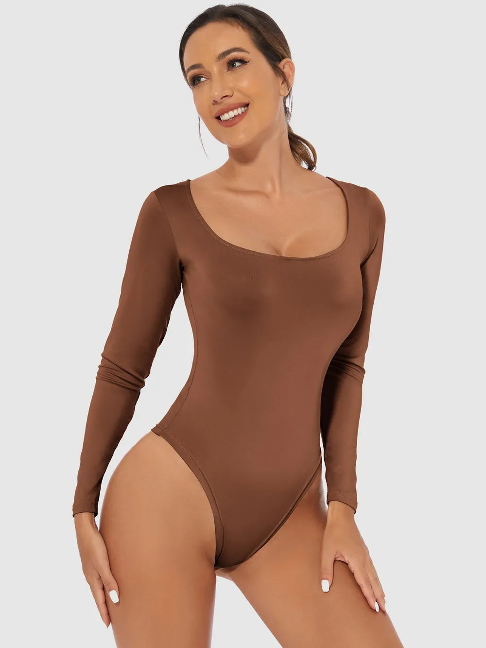 Scoop-Neck Long-Sleeve Bodysuit