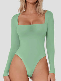 Sculpt Square-Neck Long-Sleeve Bodysuit view 21