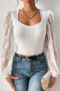 Eyelet Lace Long-Sleeve Bodysuit view 1
