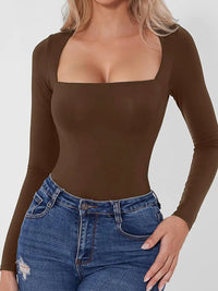 Sculpt Square-Neck Long-Sleeve Bodysuit view 13